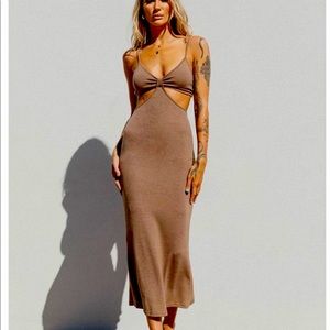 1 Tan Cut-Out Maxi Dress